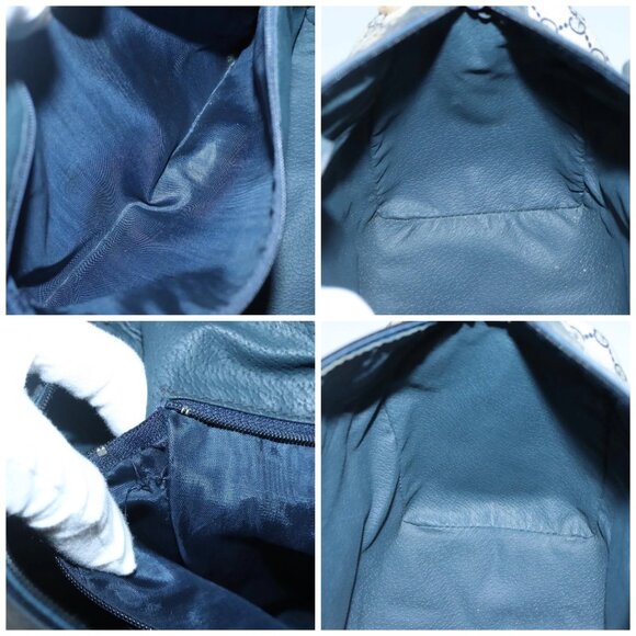 GUCCI GG Supreme Sherry Line Hand Bag PVC Navy Gold Red Auth 134690 - Picture 15 of 16